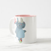 Rhino met Umbrella over de Mok van Unicycle (Voorkant links)