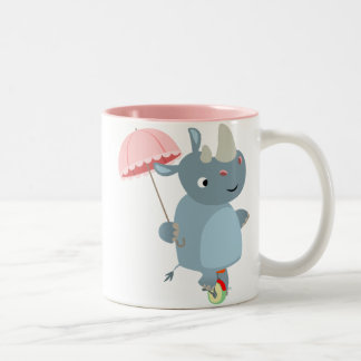 Rhino met Umbrella over de Mok van Unicycle