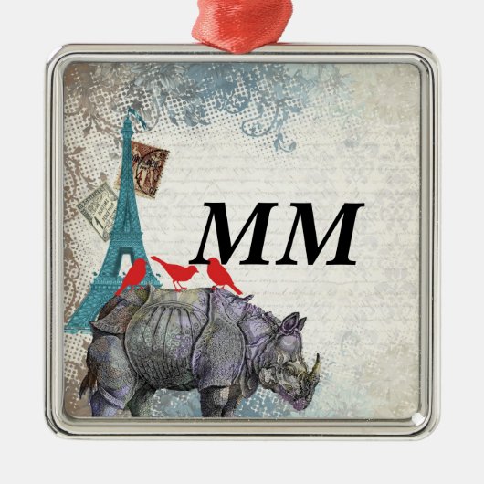 rhino metalen ornament (Voorkant)