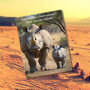 Rhino moeder met kalf briefkaart