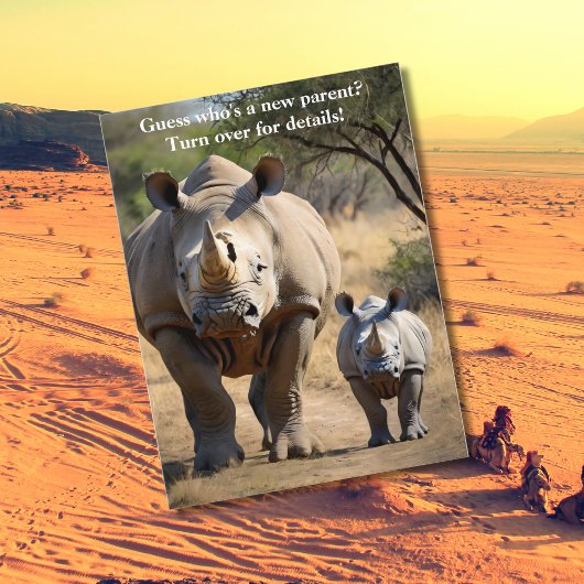 Rhino moeder met kalf briefkaart