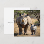 Rhino moeder met kalf kaart (Voorkant / Achterkant)