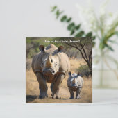 Rhino moeder met kalf kaart (Staand voorkant)