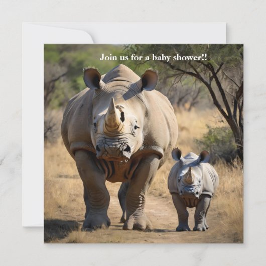 Rhino moeder met kalf kaart (Voorkant)