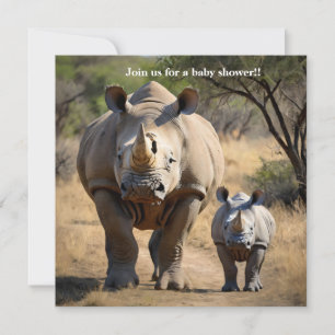 Rhino moeder met kalf kaart