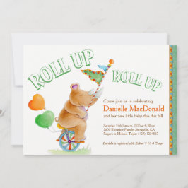 Rhino olifant waterverf groen bruin baby shower kaart