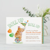 Rhino olifant waterverf groen bruin baby shower kaart (Staand voorkant)