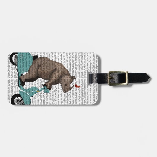 Rhino op Moped Bagagelabel (Voorkant horizontaal)