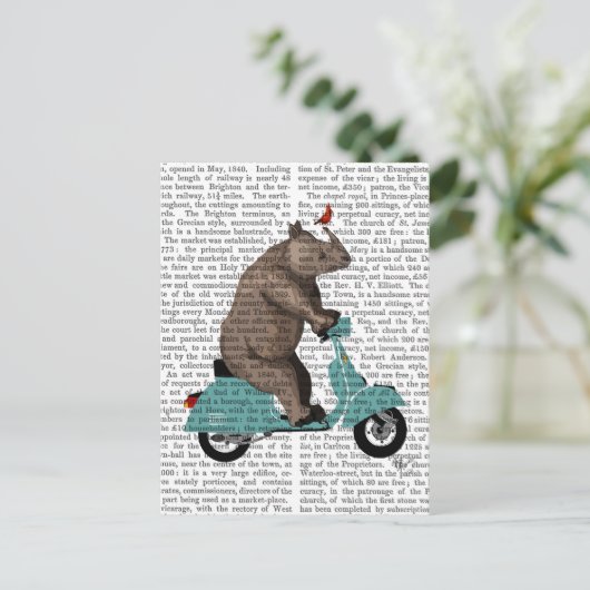Rhino op Moped Briefkaart (Staand voorkant)