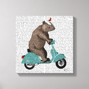 Rhino op Moped Canvas Afdruk