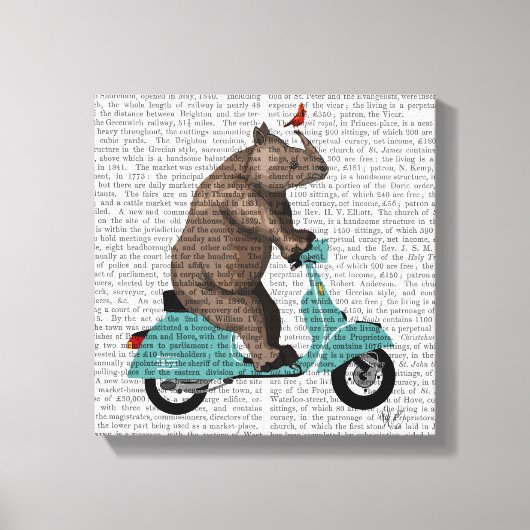Rhino op Moped Canvas Afdruk (Voorkant)