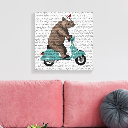 Rhino op Moped Canvas Afdruk (Insitu (Woonkamer))