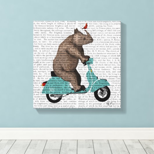 Rhino op Moped Canvas Afdruk (Insitu (Houten vloer))