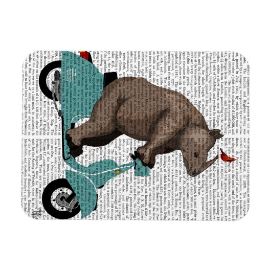 Rhino op Moped Magneet (Horizontaal)