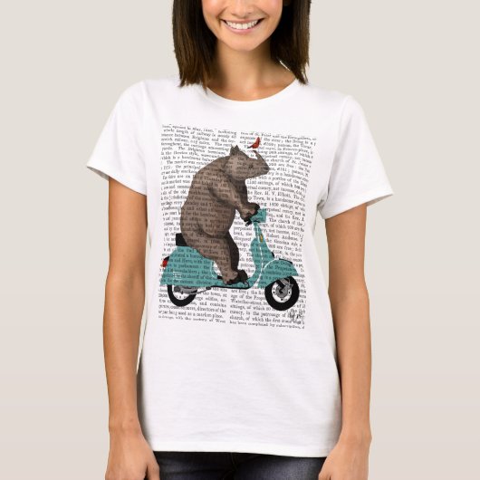 Rhino op Moped T-shirt (Voorkant)