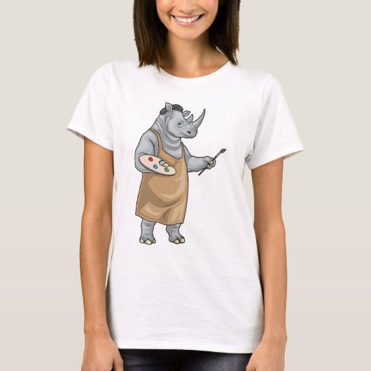 Rhino Painter Paintbrush Painting T-shirt (Voorkant)