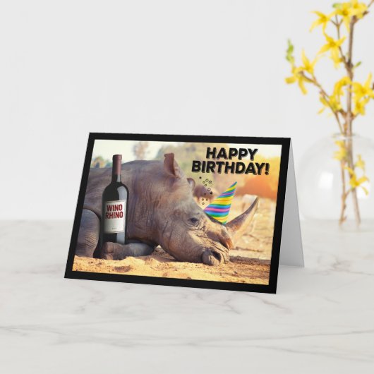 Rhino-partij als een winoceros-dag kaart (Gele Bloem)