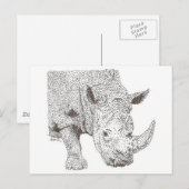 Rhino Pointillism Briefkaart (Voorkant / Achterkant)