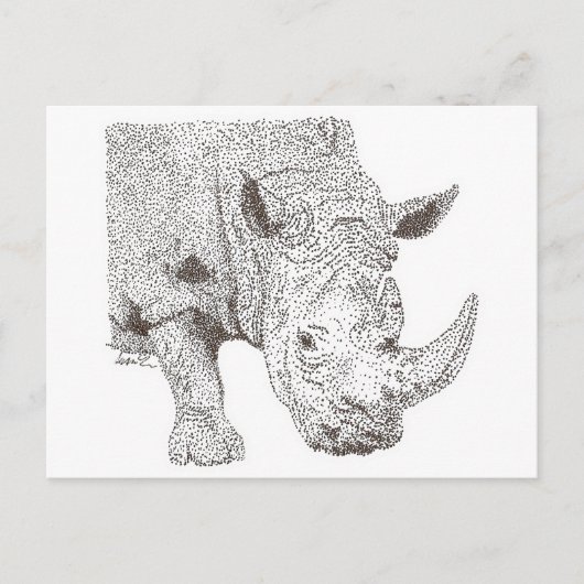 Rhino Pointillism Briefkaart (Voorkant)