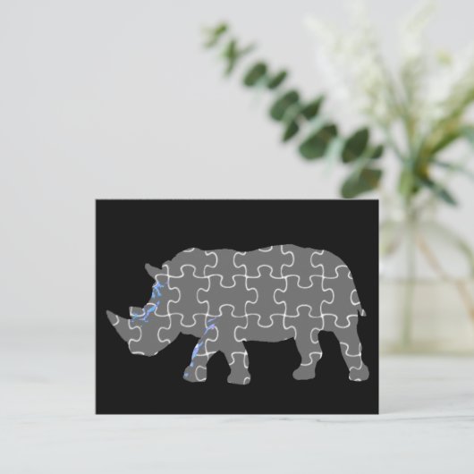 Rhino puzzel dierentuin briefkaart (Staand voorkant)