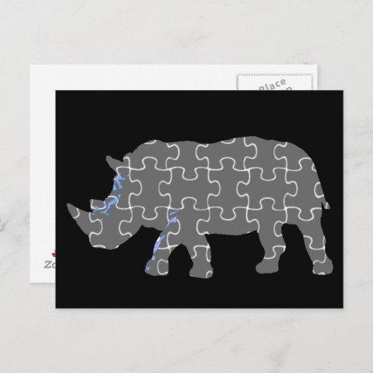 Rhino puzzel dierentuin briefkaart (Voorkant / Achterkant)