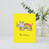 Rhino Rainbow Cute Kinder Rhinoceros Briefkaart (Staand voorkant)