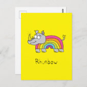 Rhino Rainbow Cute Kinder Rhinoceros Briefkaart (Voorkant / Achterkant)