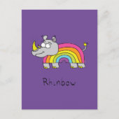 Rhino Rainbow Cute Kinder Rhinoceros Briefkaart (Voorkant)