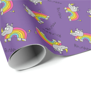 Rhino Rainbow Cute Kinder Rhinoceros Cadeaupapier