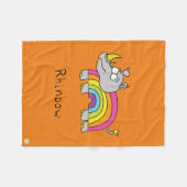 Rhino Rainbow Cute Kinder Rhinoceros Fleece Deken (Voorkant (Horizontaal))
