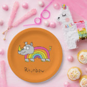 Rhino Rainbow Cute Kinder Rhinoceros Papieren Bordje (Feest)