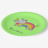 Rhino Rainbow Cute Kinder Rhinoceros Papieren Bordje (Gekanteld)