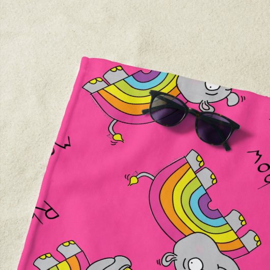 Rhino Rainbow Cute Kinder Rhinoceros Strandlaken (In situ)