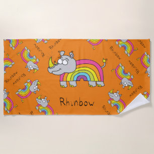 Rhino Rainbow Cute Kinder Rhinoceros Strandlaken