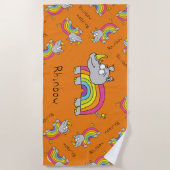 Rhino Rainbow Cute Kinder Rhinoceros Strandlaken (Voorkant)