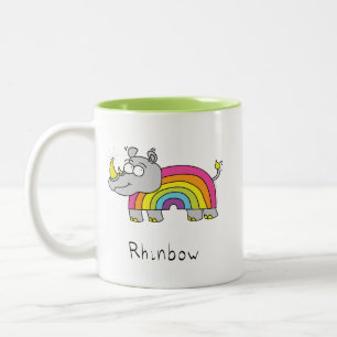 Rhino Rainbow Cute Kinder Rhinoceros Tweekleurige Koffiemok