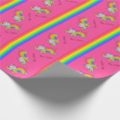 Rhino Rainbow Funny Cute Kinder Rhinoceros Cadeaupapier (Hoek)