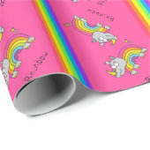 Rhino Rainbow Funny Cute Kinder Rhinoceros Cadeaupapier (Rol Hoek)