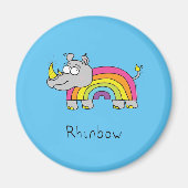 Rhino Rainbow Funny Cute Kinder Rhinoceros Magneet (Voorkant)