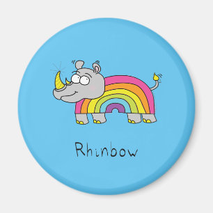 Rhino Rainbow Funny Cute Kinder Rhinoceros Magneet