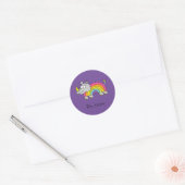 Rhino Rainbow Funny Cute Kinder Rhinoceros Ronde Sticker (Envelop)