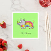 Rhino Rainbow Funny Cute Kinder Rhinoceros Servet (Insitu)