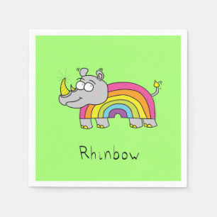 Rhino Rainbow Funny Cute Kinder Rhinoceros Servet