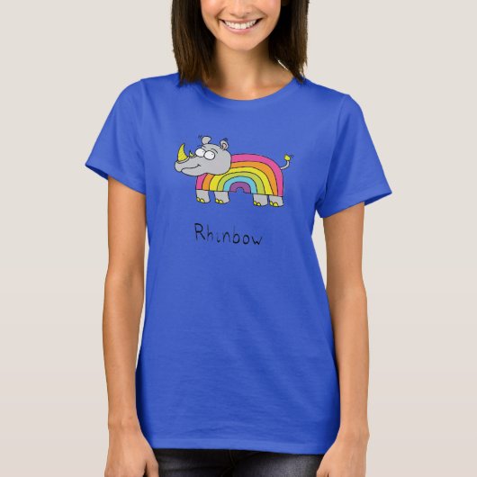 Rhino Rainbow Funny Cute Kinder Rhinoceros T-shirt (Voorkant)