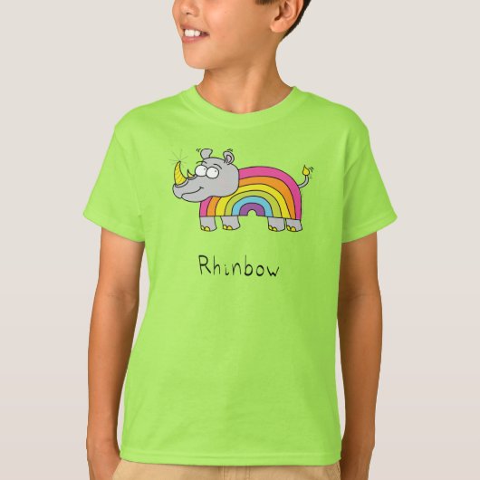 Rhino Rainbow Funny Cute Kinder Rhinoceros T-shirt (Voorkant)