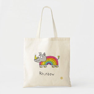 Rhino Rainbow Funny Cute Kinder Rhinoceros Tote Bag