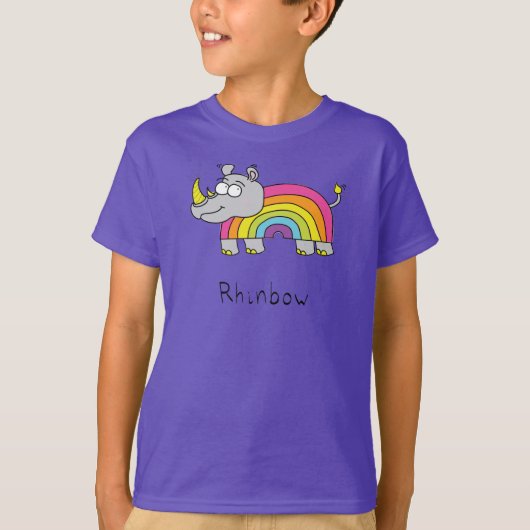 Rhino Rainbow Funny Kinder T-shirt (Voorkant)