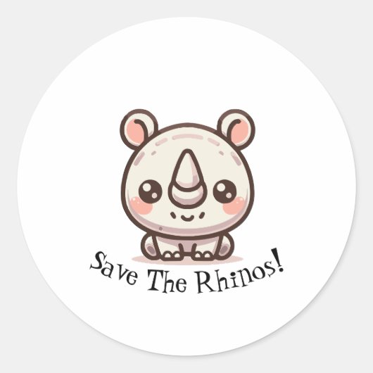 Rhino Reddingsdag Ronde Sticker (Voorkant)