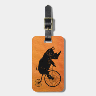 Rhino Riding a Bike Bagagelabel