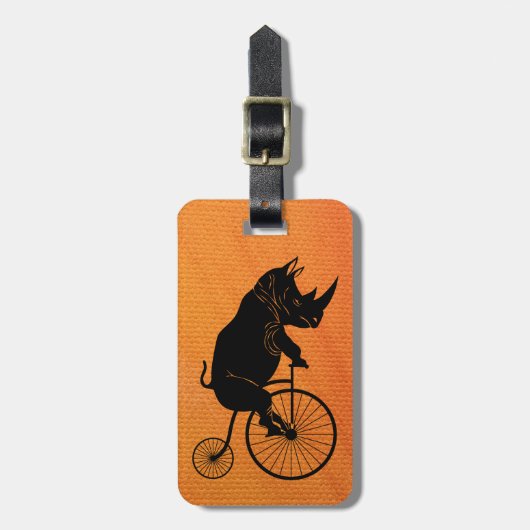 Rhino Riding a Bike Bagagelabel (Voorkant verticaal)